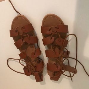 Brown lace up gladiator sandal